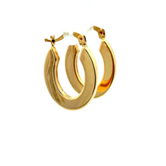 Golden Bull Fancy Earrings Plain Hoops 25.5 2.5mm 14K