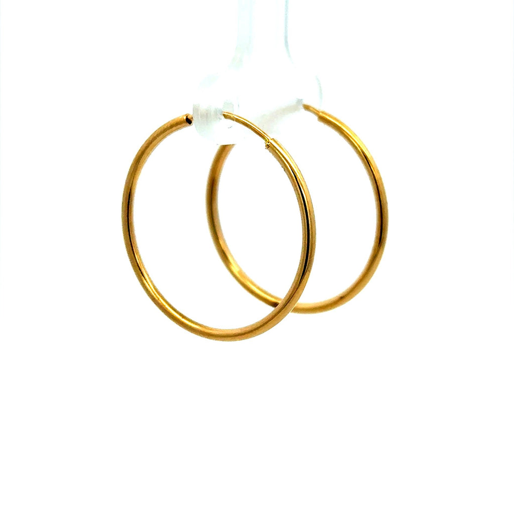 Golden Bull Fancy Earrings Plain Hoops 26 1.5mm 14K