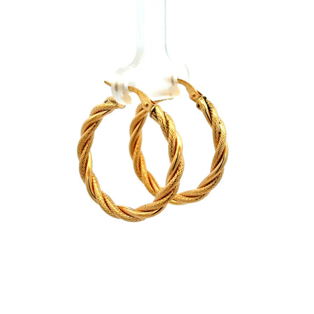 Earrings Twisted Textured Hoops 28 3mm 14K