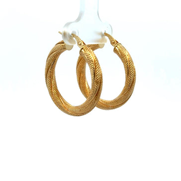 Earrings Twisted Textured Hoops 29 4mm 14K