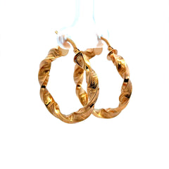 Golden Bull Fancy Earrings Twisted Textured Hoops 31 4.5mm 10K