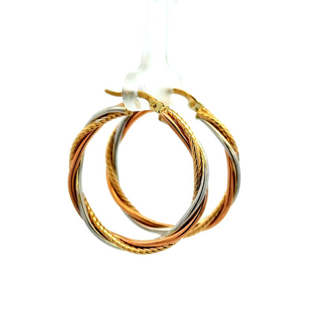 Earrings Twisted Textured Hoops 32.5 3.5mm 14K