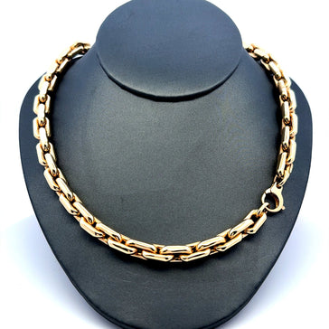 Necklaces Big Rectangular Link 7.5mm 17.5" 14K