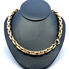 Golden Bull Fancy Necklaces Big Rectangular Link 7.5mm 17.5" 14K
