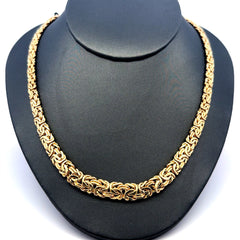 Golden Bull Fancy Necklaces Byzantine Princess Cut 9mm 19" 14K
