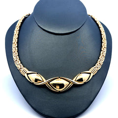 Golden Bull Fancy Necklaces Byzantine with Central Detail 16mm 18" 14K