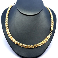Golden Bull Fancy Necklaces Crossed Stampato 7mm 18" 14K