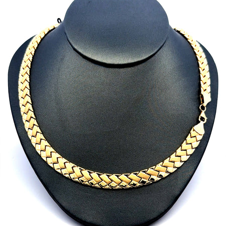 Necklaces Crossed Stampato 9mm 17" 10K