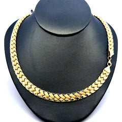 Golden Bull Fancy Necklaces Crossed Stampato 9mm 17" 14K