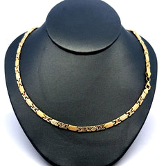 Golden Bull Fancy Necklaces DBL-Textured X&O with Lobster Lock 4.5mm 18" 14K