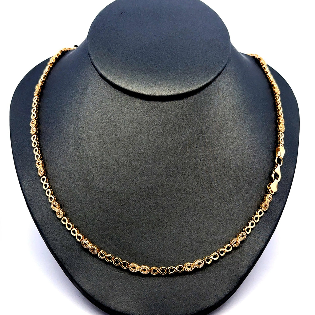 Golden Bull Fancy Necklaces Eight/Iced Eight Link 3.5mm 18" 14K