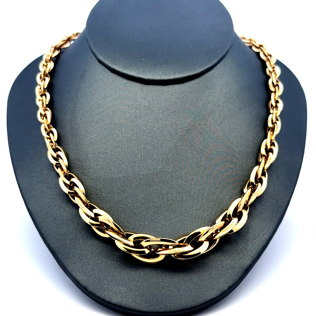 Golden Bull Fancy Necklaces Interlocking Oval Link 11mm 18" 14K