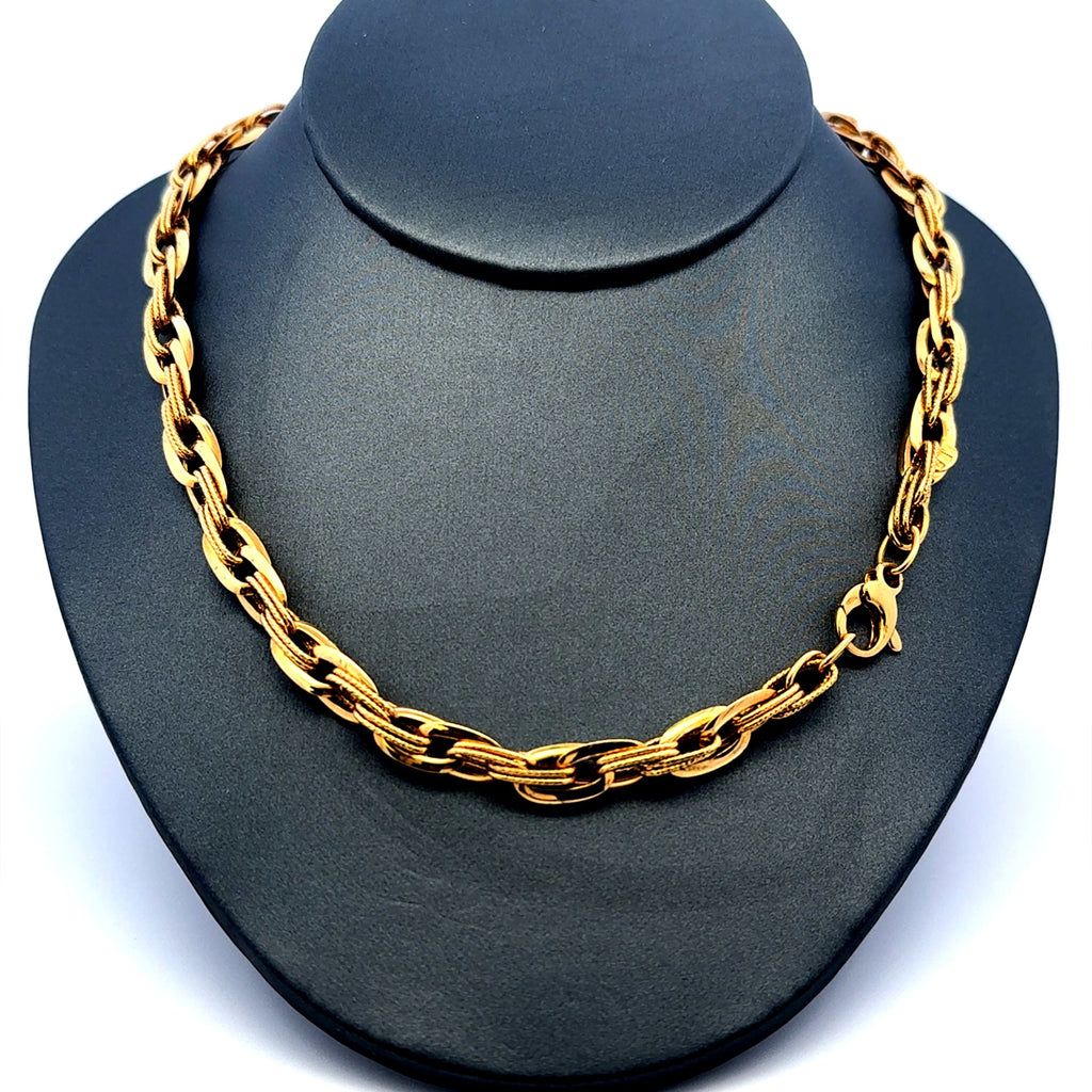 Golden Bull Fancy Necklaces Interlocking Oval Link 6.5mm 17" 14K
