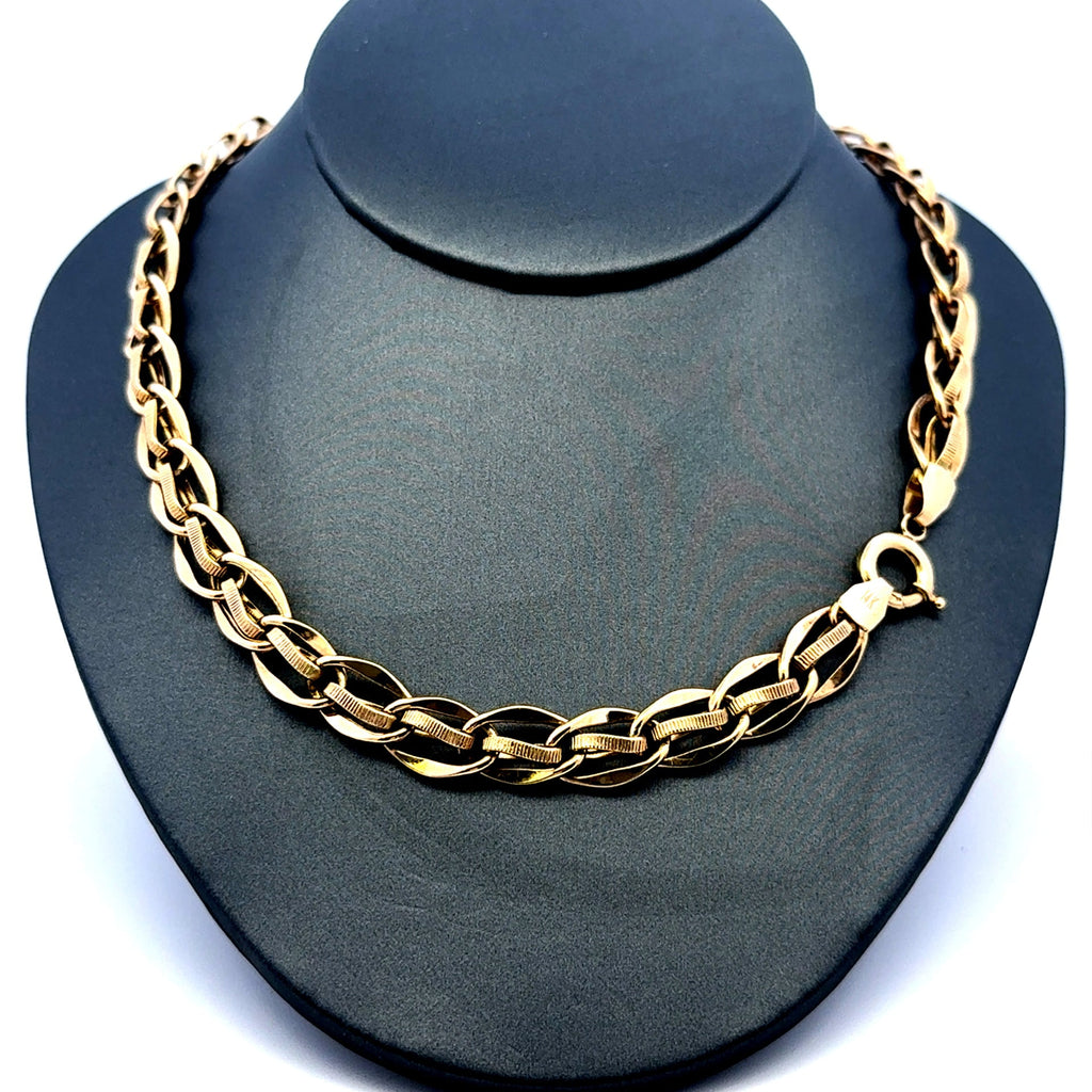 Golden Bull Fancy Necklaces Interlocking Oval Link 9mm 17" 14K