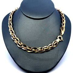Golden Bull Fancy Necklaces Interlocking Oval Link 9mm 17" 14K