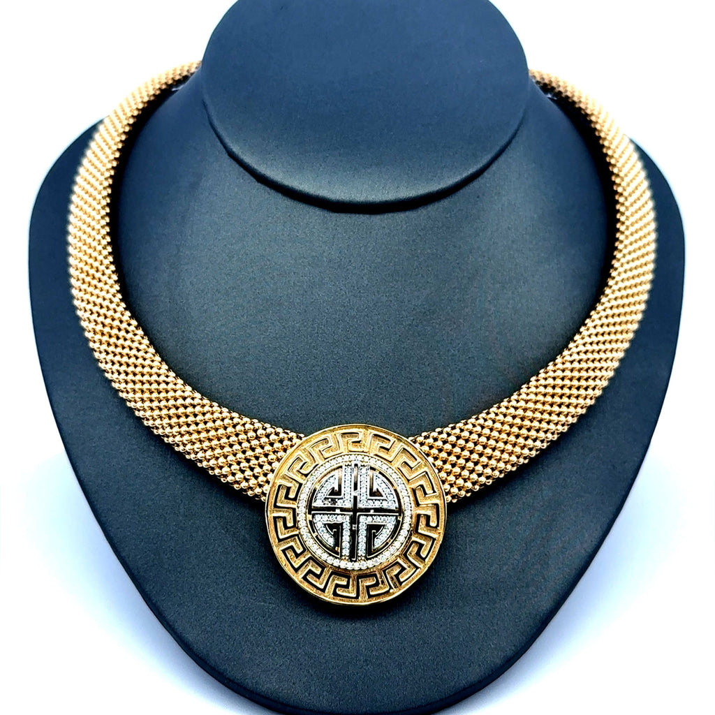 Golden Bull Fancy Necklaces Jessica with CZ 33mm 18" 14K
