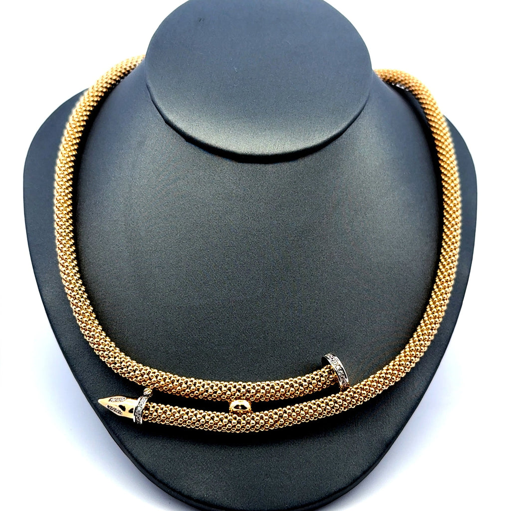 Golden Bull Fancy Necklaces Jessica with CZ 5.5mm 18.5" 14K