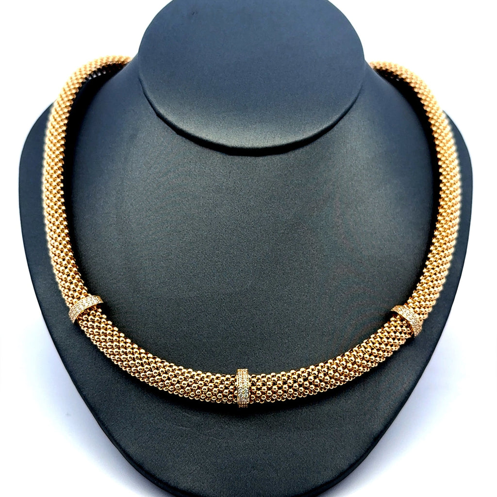 Golden Bull Fancy Necklaces Jessica with CZ 8mm 18" 14K