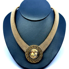 Golden Bull Fancy Necklaces Jessica with Religious Medallion 33mm 18" 10K