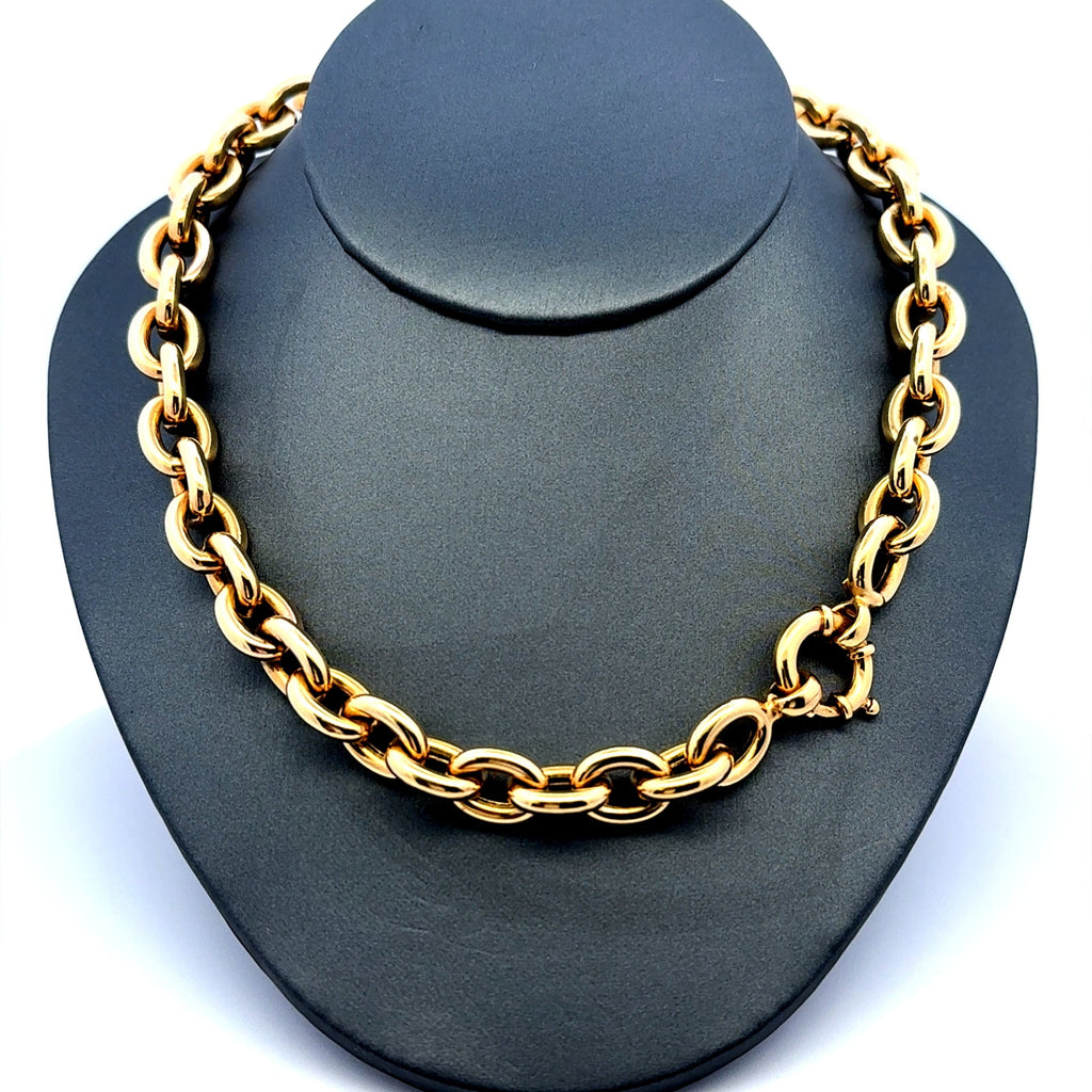 Golden Bull Fancy Necklaces Oval Link 10mm 18" 14K