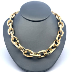 Golden Bull Fancy Necklaces Oval Textured Link 10.5mm 18" 14K