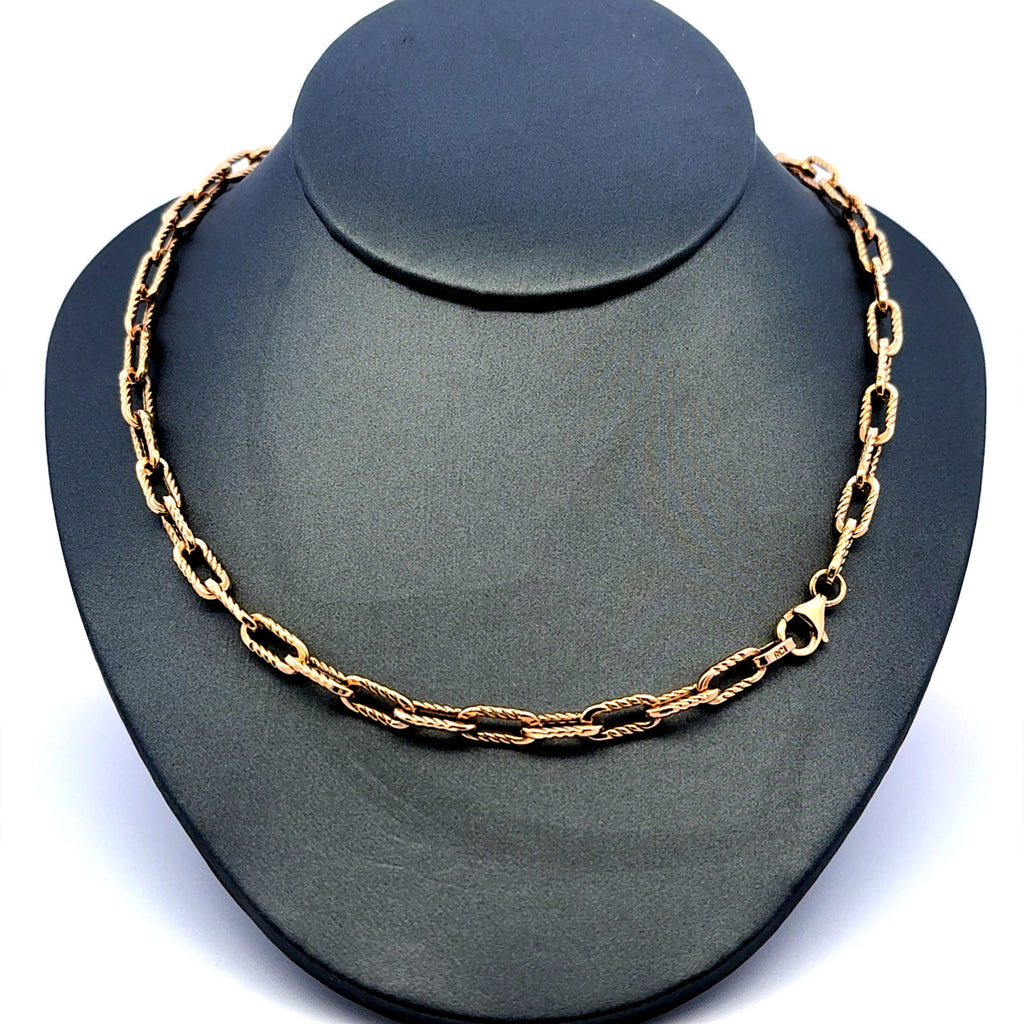Golden Bull Fancy Necklaces Oval Textured Link 5mm 18" 14K