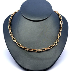 Golden Bull Fancy Necklaces Oval Textured Link 5mm 18" 14K