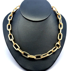 Golden Bull Fancy Necklaces Oval Textured Link 7.5mm 17" 14K