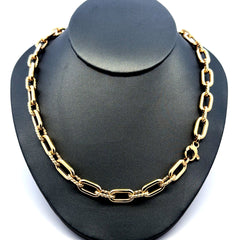 Golden Bull Fancy Necklaces Oval Textured Link 8mm 16" 14K