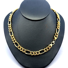 Golden Bull Fancy Necklaces Textured Hollow Figaro 8mm 18" 10K