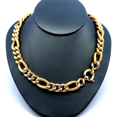 Golden Bull Fancy Necklaces Textured Hollow Figaro 9.5mm 18" 10K