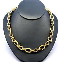 Golden Bull Fancy Necklaces Textured Hollow Figaro 9.5mm 18.5" 14K