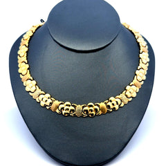 Golden Bull Fancy Necklaces Textured X&Flower with Lobster Lock 12mm 18" 10K