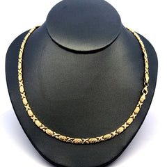 Golden Bull Fancy Necklaces Textured X&O with Lobster Lock 4mm 18" 14K