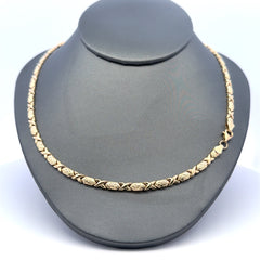 Golden Bull Fancy Necklaces Textured X&O with Lobster Lock 4mm 18" 14K