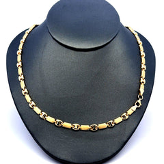 Golden Bull Fancy Necklaces Textured X&O with Lobster Lock 5.5mm 18" 14K