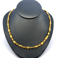 Golden Bull Fancy Necklaces Textured X&O with Lobster Lock 5.5mm 18" 14K