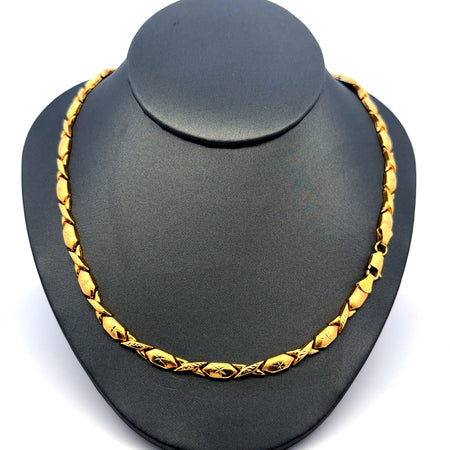 Necklaces Textured X&O with Lobster Lock 5mm 17.5" 14K