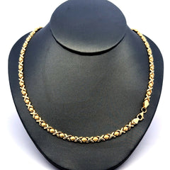 Golden Bull Fancy Necklaces Textured X&O with Lobster Lock 5mm 18" 14K