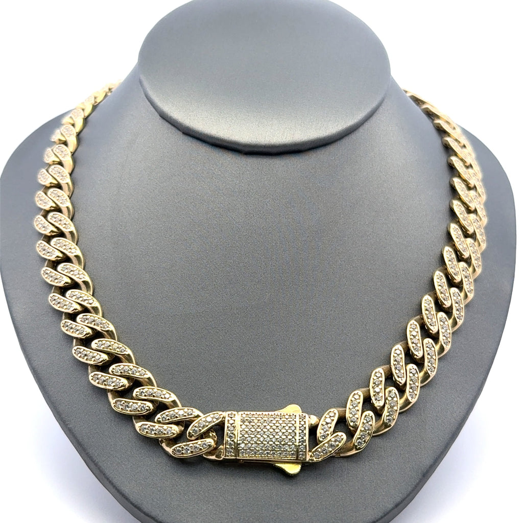 Golden Bull Fancy OR.ST Chain Monaco CZ-Iced 11.5mm 18" 14K
