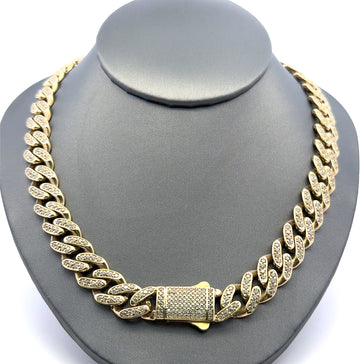 Chain Monaco CZ-Iced 11.5mm 18" 14K