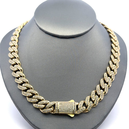 Chain Monaco CZ-Iced 11.5mm 18" 14K
