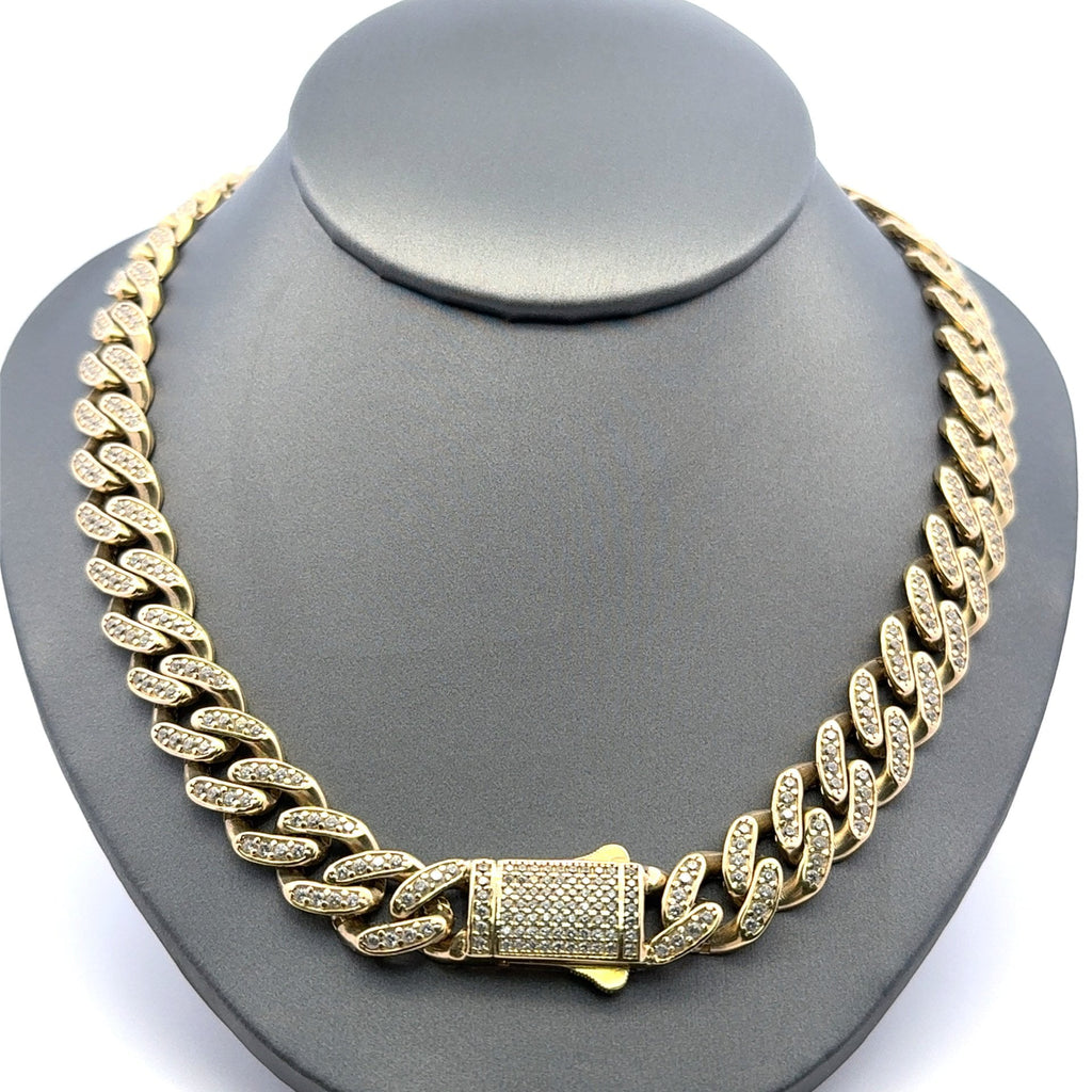 Golden Bull Fancy OR.ST Chain Monaco CZ-Iced 11.5mm 18" 14K