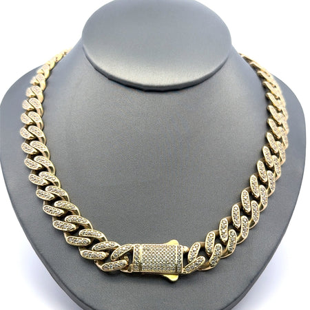 Chain Monaco CZ-Iced 11.5mm 18" 14K