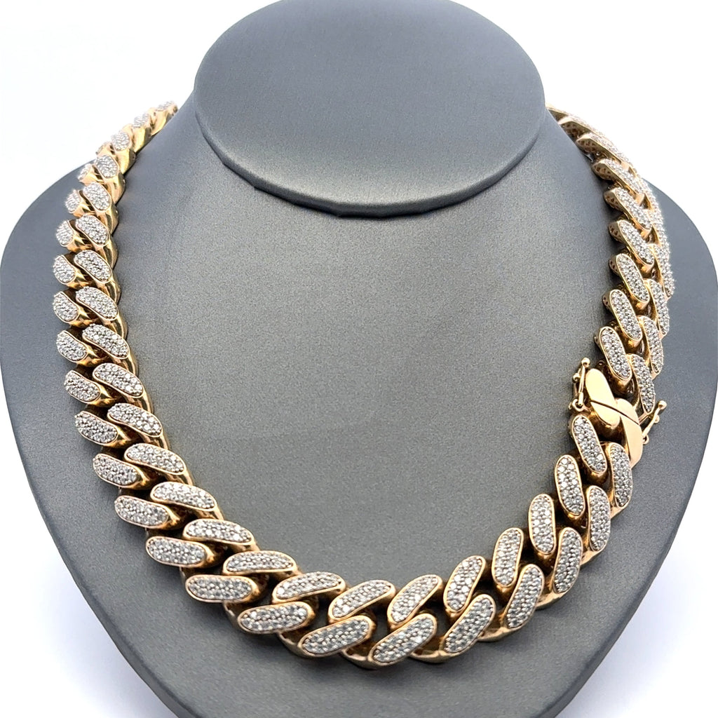 Golden Bull Fancy OR.ST Chain Monaco CZ-Iced 13.5mm 24" 14K
