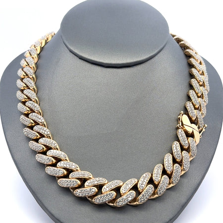 Chain Monaco CZ-Iced 13.5mm 24" 14K