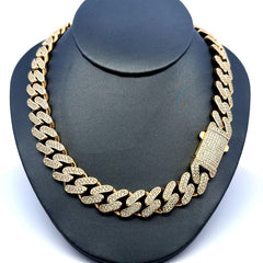 Golden Bull Fancy OR.ST Chain Monaco CZ-Iced 13.5mm 26" 14K
