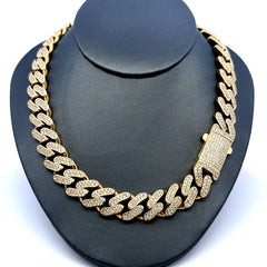 Golden Bull Fancy OR.ST Chain Monaco CZ-Iced 13.5mm 26" 14K