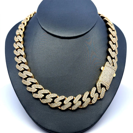Chain Monaco CZ-Iced 13.5mm 26" 14K