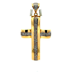 Golden Bull Fancy OR.ST Pendant Cross with CZ 64.5 14K